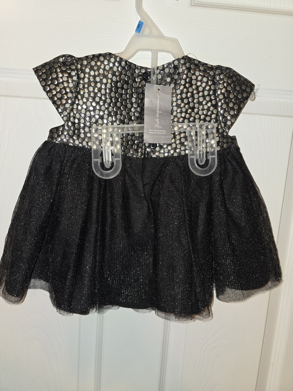 First Impressions Black Sparkle Tulle Party Dress for Girls